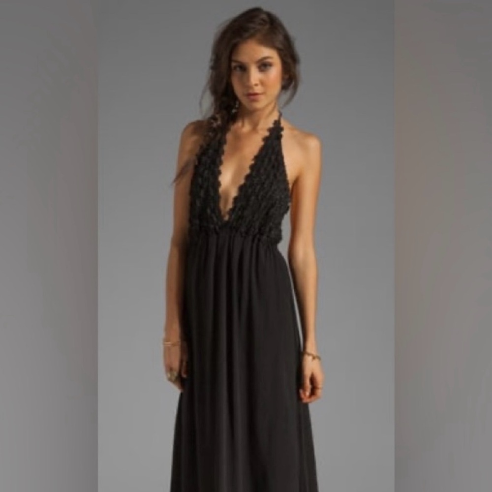 For Love & Lemons Camilla Maxi Dress in Black Size XS